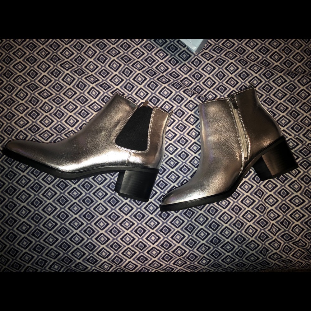 Silver ankle boots